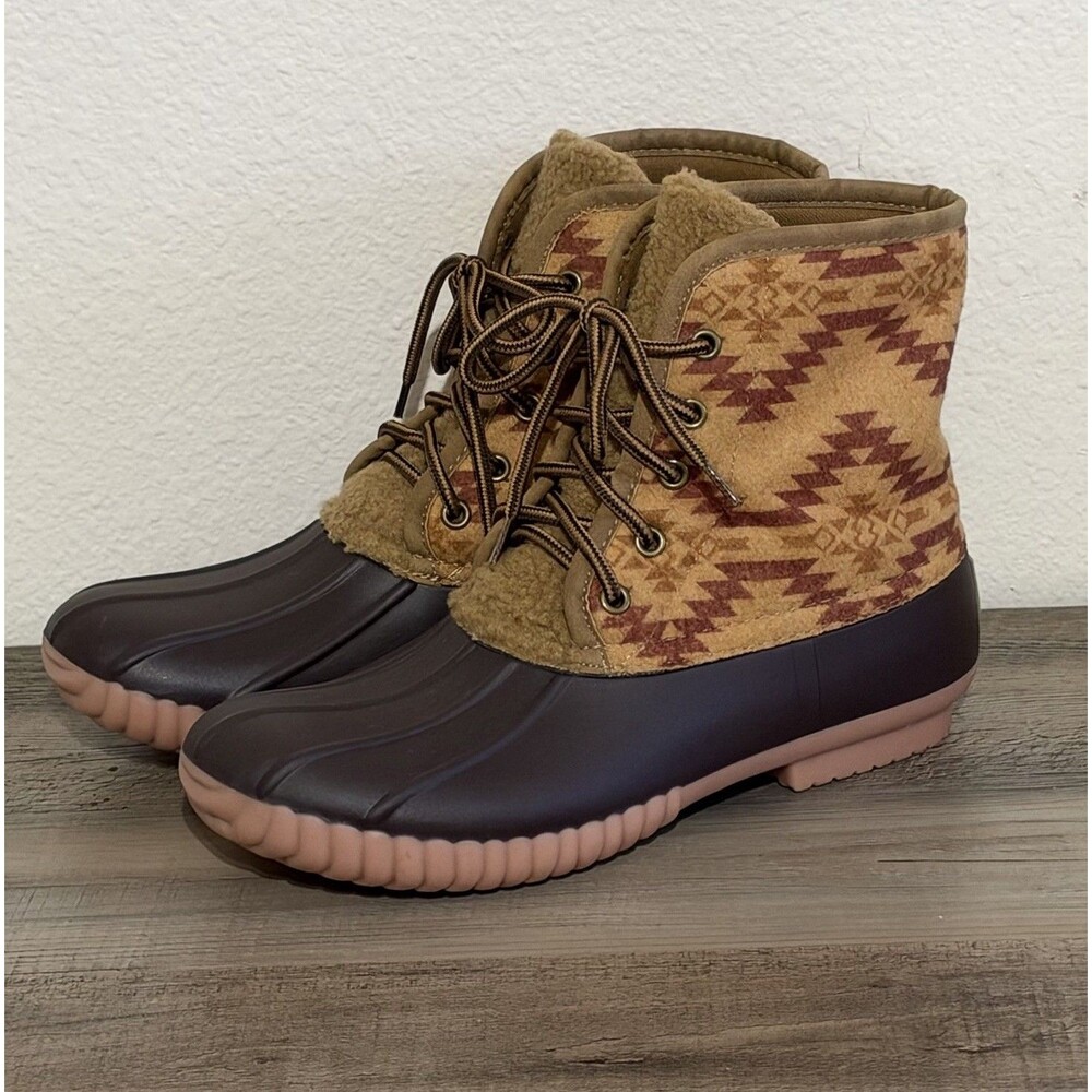 Simply Southern Collection Duck Boots Southwestern Aztec Print Women’s Size 9